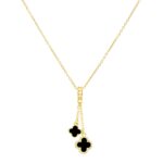 Luck and Elegance: 18K Gold Plated Four-Leaf Clover Necklace by D'Amor